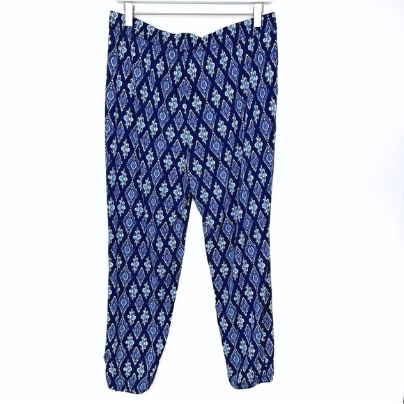 White House Black Market Ikat Printed Knit Crop Jogger Style Pants Blue Size M/L - Picture 6 of 12